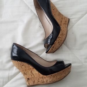 MIU MIU blacl cork wedge black patent pump 5